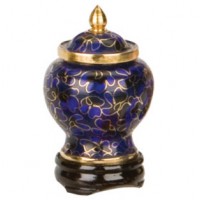 Royal Blue Miniature Cloisonne Urn for Holding Cremains