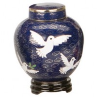 Dove Miniature Cloisonne Urn for Holding Cremains