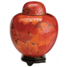 Fall Leaf Miniature Cloisonne Urn for Holding Cremains