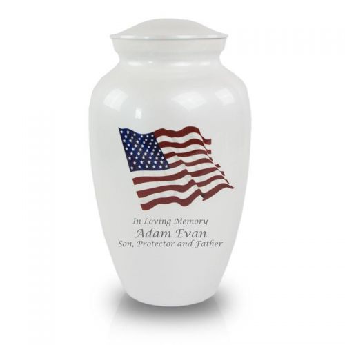 Military American Flag Bronze Cremation Urn -  - 2823L