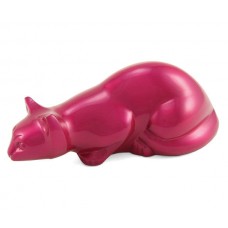 Magenta Pouncing Cat Cremation Urn