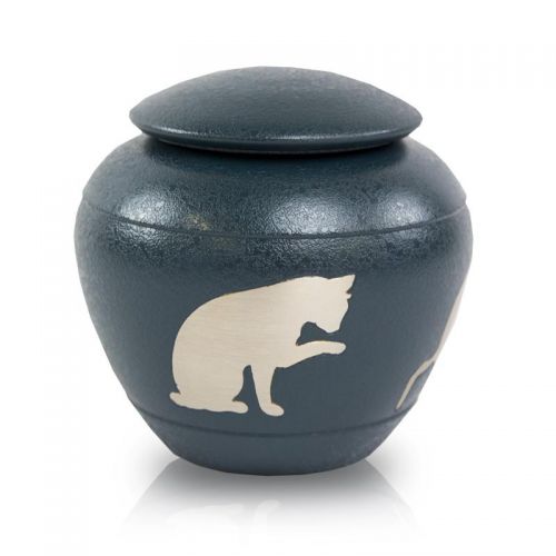 Silhouette Cat Cremation Urn - Country Blue -  - 2893P