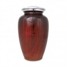 Large Enamel Finished Metal Alloy Cremation Urn - Red and Black