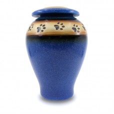 Loving Paws Blue Ceramic Cremation Urn - 120 cubic inch capacity