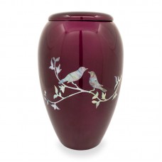 Purple Mother of Pearl Songbirds Cremation Urn - Large (200 Cu. In.)