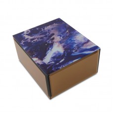 Modern Blue Galaxy Glass Cremation Urn Box - Medium