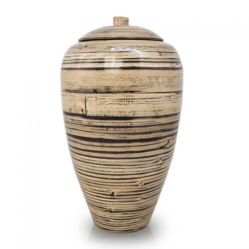 Tall Bamboo Cremation Urn- Black Lined Natural -  - BV10BLN