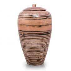 Tall Bamboo Cremation Urn- Black Lined Pink