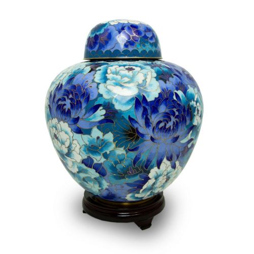 Floral Blue Cremation Urn - Large -  - C103L