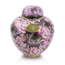 Floral Blush Cloisonne Cremation Urn - Large