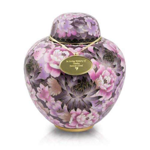 Floral Blush Cloisonne Cremation Urn - Large -  - C105L