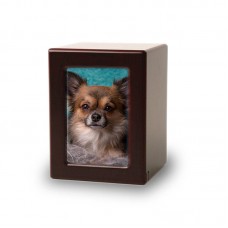 Cherry MDF Pet Photo Cremation Urn - Extra Small