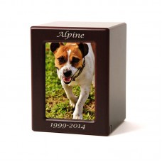 Cherry MDF Pet Photo Cremation Urn - Small