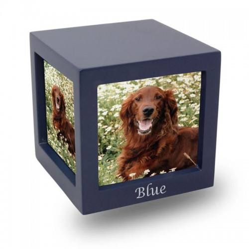 Navy Photo Cube Cremation Urn - Medium -  - CMPC17-85
