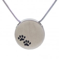 Paw Prints Cremation Urn Necklace - Pewter