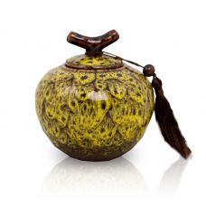 Autumn Yellow Ceramic Cremation Urn - Small