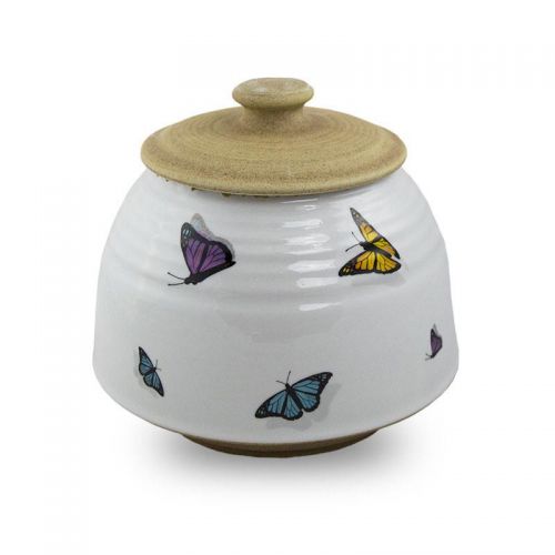 Large Ceramic Cremation Urn - Rainbow Butterflies -  - CT-BFLYL-GR