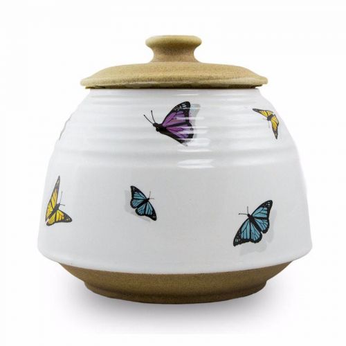 Ceramic Butterflies Cremation Urn -  - CT-BFLYL-WH