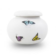 Extra Small Ceramic Urn Keepsake - Rainbow Butterflies