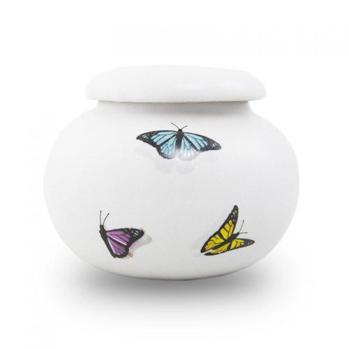 Extra Small Ceramic Urn Keepsake - Rainbow Butterflies -  - CT-JRBFLY