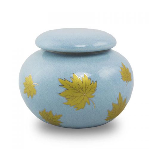 Golden Leaves Ceramic Cremation Urn Keepsake - Extra Small -  - CT-JRLEAVES