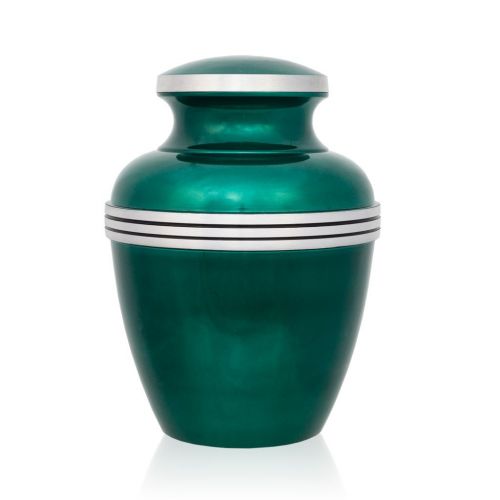 Dark Green Banded Cremation Urn - Medium -  - GM-50S