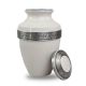 White Cremation Urn with Floral Band -  - ALU-FL001