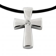 Sparkling Cross Cremation Necklace (Holds Ashes) - Sterling Silver