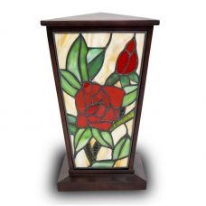 Red Rose Stained Glass Cremation Urn