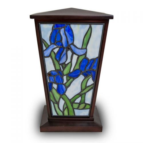 Blue Iris Stained Glass Cremation Urn -  - KL-1002