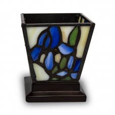 Blue Iris Stained Glass Tea Light Candle Keepsake