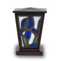 Blue Iris Stained Glass Cremation Urn Keepsake