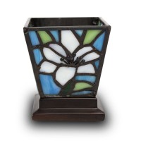 White Lily Stained Glass Cremation Urn Candle Keepsake