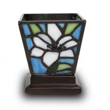 White Lily Stained Glass Cremation Candle Keepsake