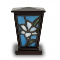 White Lily Stained Glass Cremation Urn Keepsake
