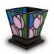 Pink Tulip Stained Glass Cremation Keepsake Candle Holder -  - KL-1005C