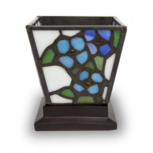 Blue Forget-Me-Not Stained Glass Cremation Keepsake Candle Holder -  - KL-1007C