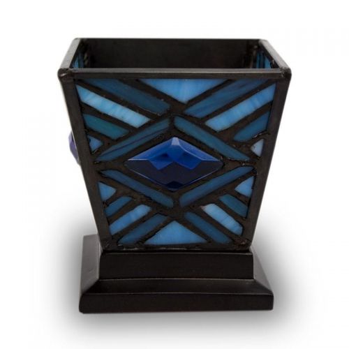 Mission Style Cremation Keepsake Candle Holder- Indigo Blue -  - KL-M002C
