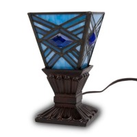 Mission Style Cremation Urn Memory Lamp- Indigo