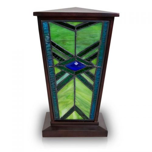 Emerald Mission Style Stained Glass Cremation Urn -  - KL-M003