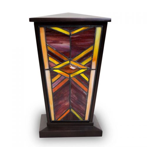 Ruby Mission Style Stained Glass Cremation Urn -  - KL-M004