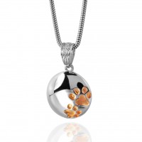 Paw Prints Cremation Urn Pendant - Sterling Silver