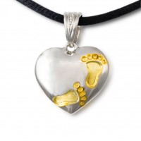 Footprints on My Heart Cremation Urn Pendant - Sterling Silver