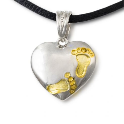 Footprints on My Heart Cremation Pendant - Sterling Silver -  - P13-198