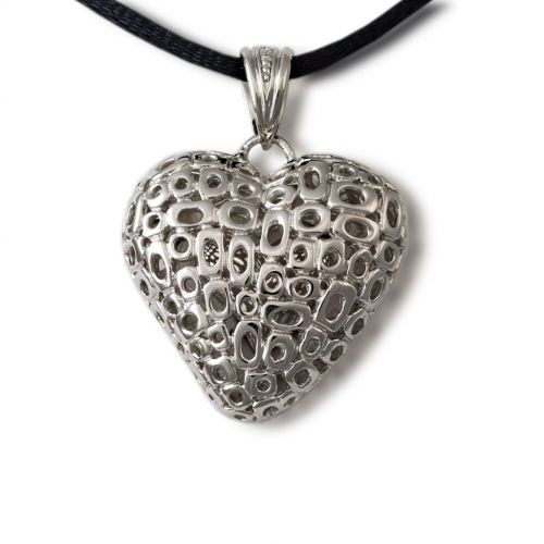 Pierced Heart Cremation Urn Pendant - Sterling Silver -  - P16-014