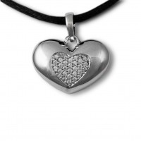 Jeweled Heart Cremation Urn Pendant - Sterling Silver