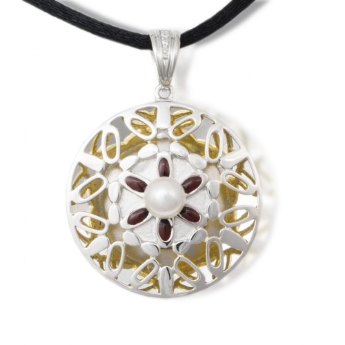 Floral Pearl Cremation Pendant -  - P16-295