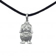 Cute Dog Cremation Pendant - Sterling Silver