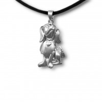 Happy Dog Cremation Urn Pendant - Sterling Silver
