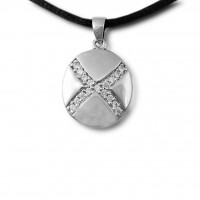 Sparkling Medallion Cremation Urn Pendant - Sterling Silver